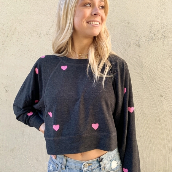 Chaser Tops - Chaser Cropped Batman Wing pullover
